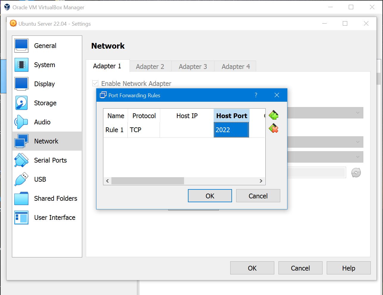 Port Forwarding in VirtualBox